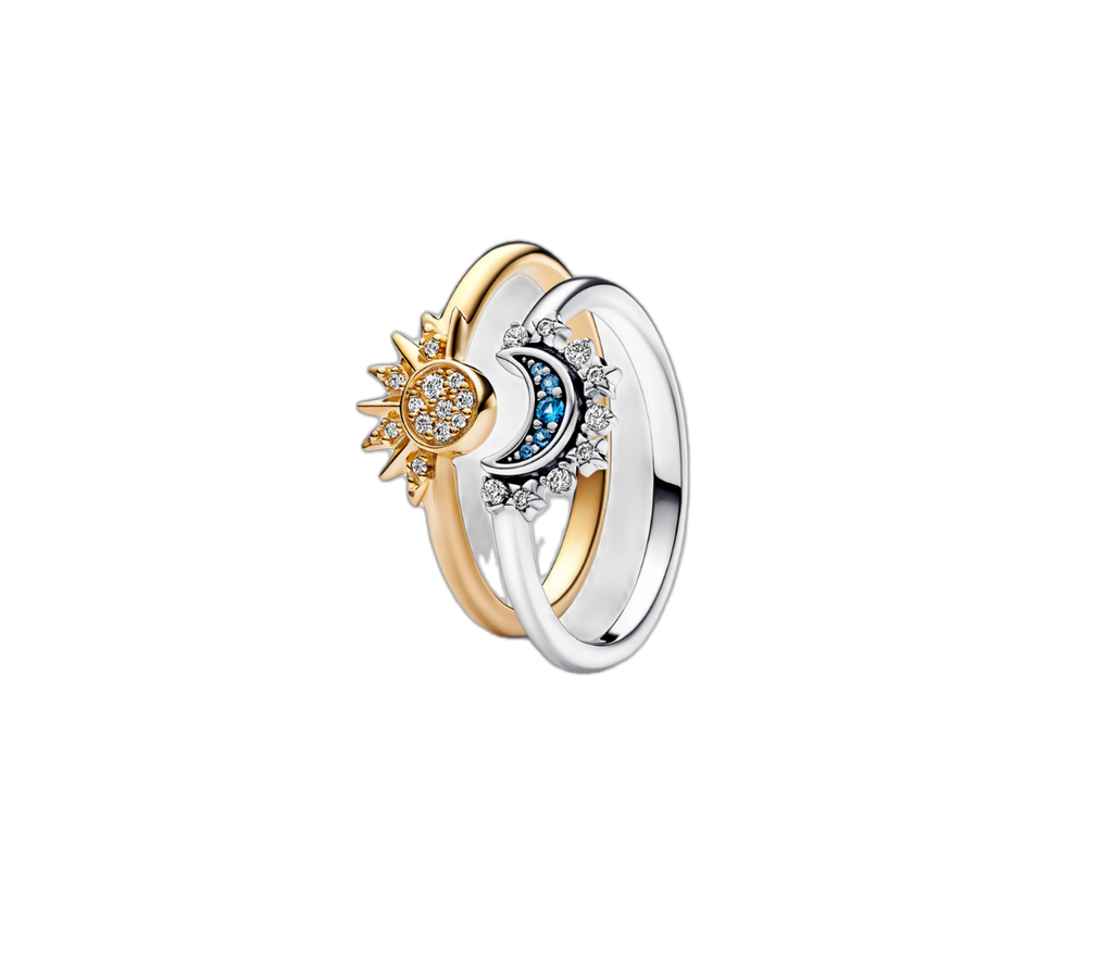 Nhẫn Đôi Orianna Celestial Mặt Trăng Mặt Trời