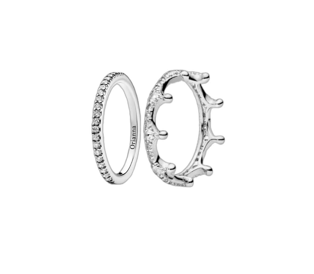 Nhẫn Đôi Orianna Royal Tiara Vương Miện Đính Đá