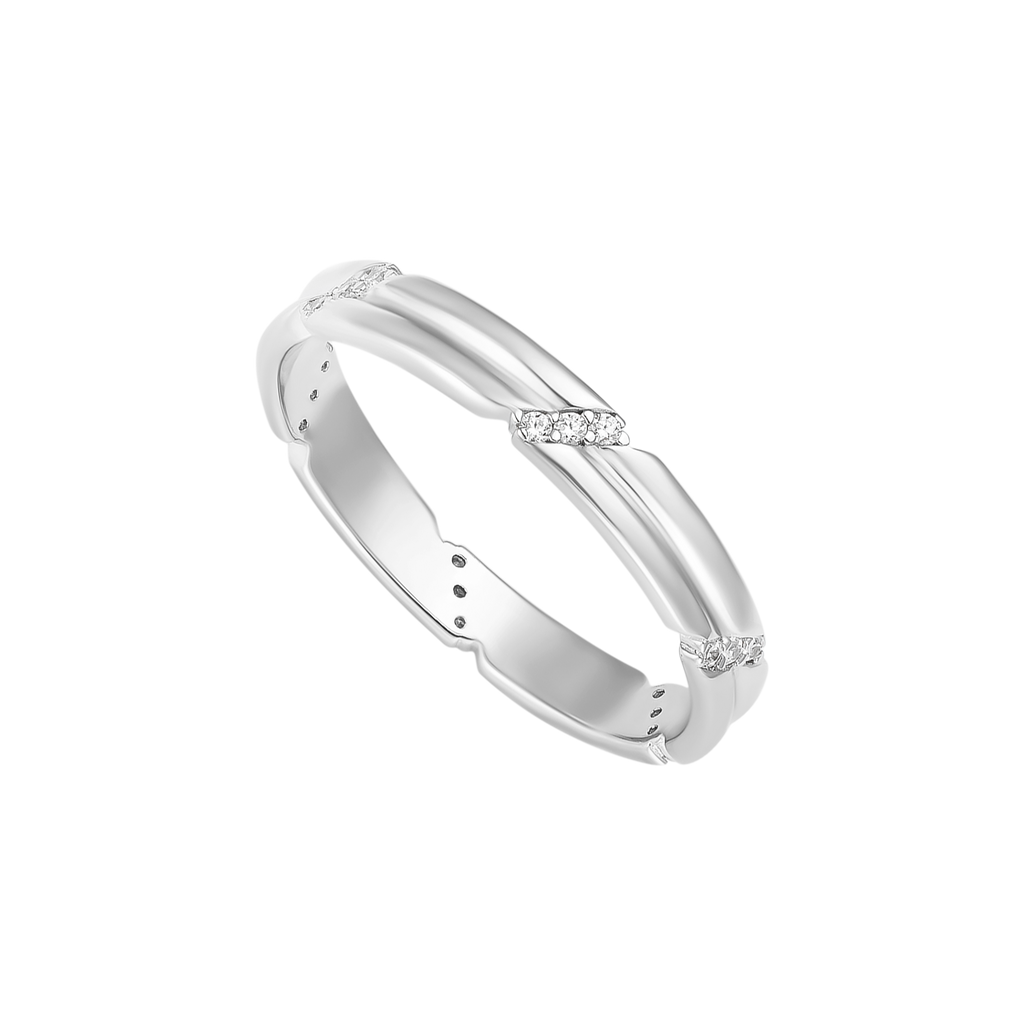 Nhẫn Bạc Lượn Sóng Đính Đá Orianna – Aura Wave Ring