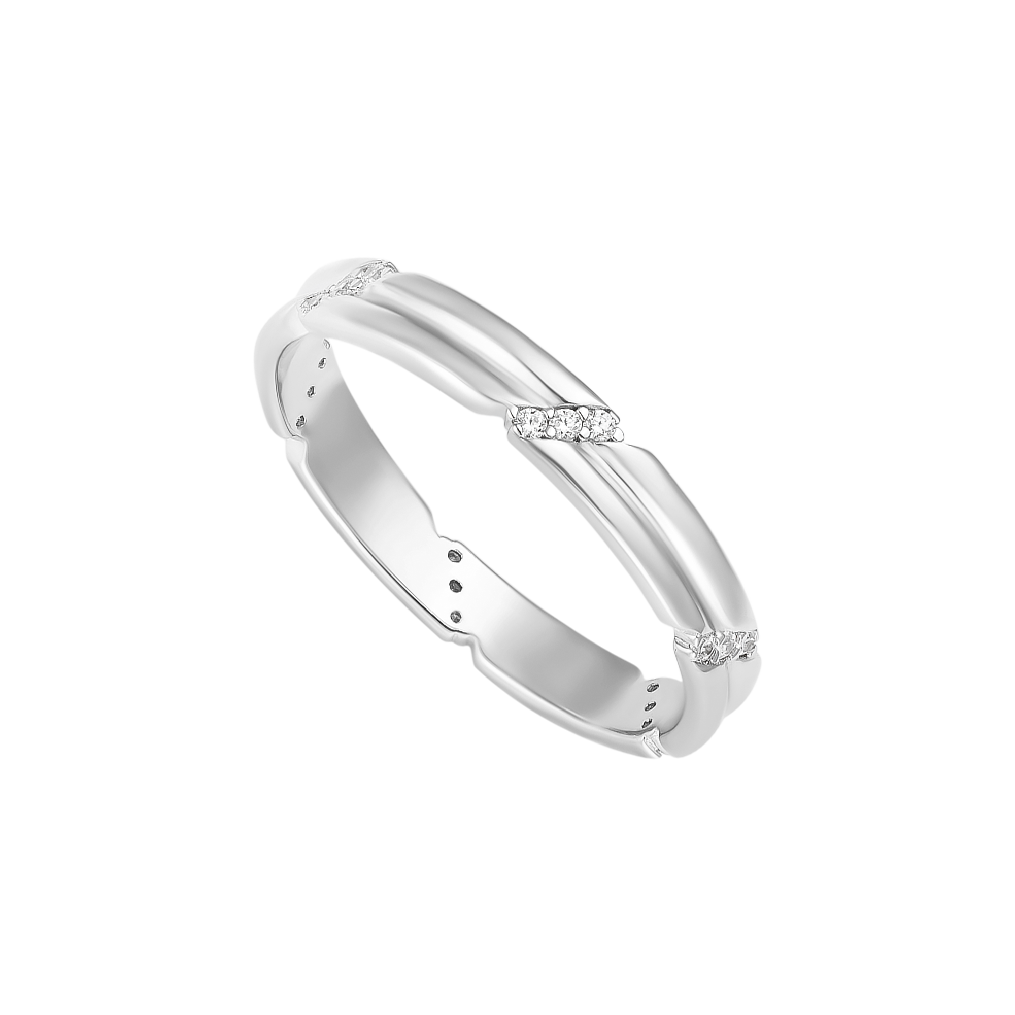 Nhẫn Bạc Lượn Sóng Đính Đá Orianna – Aura Wave Ring