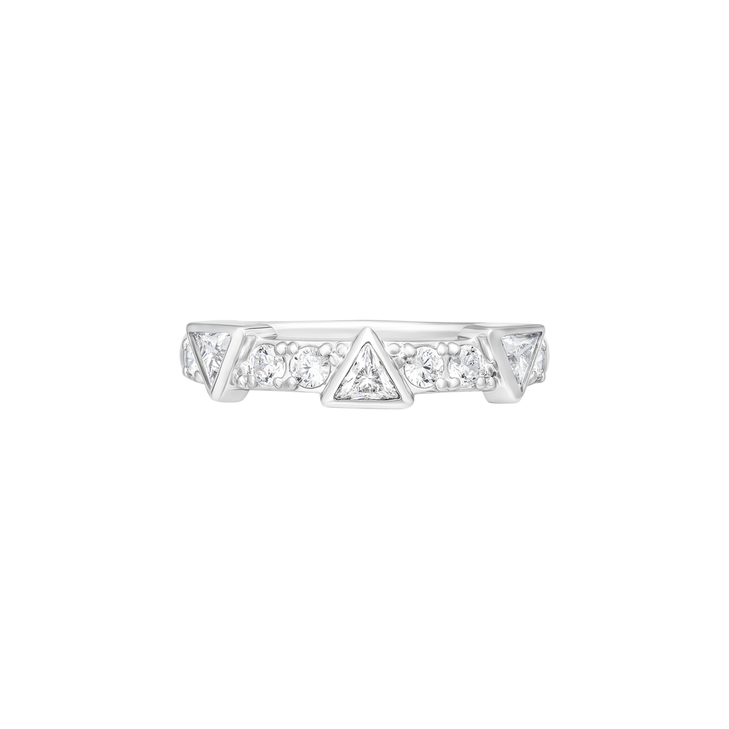 Nhẫn Bạc Hình Học Đính Đá Trillion Orianna – Stellar Prism Ring