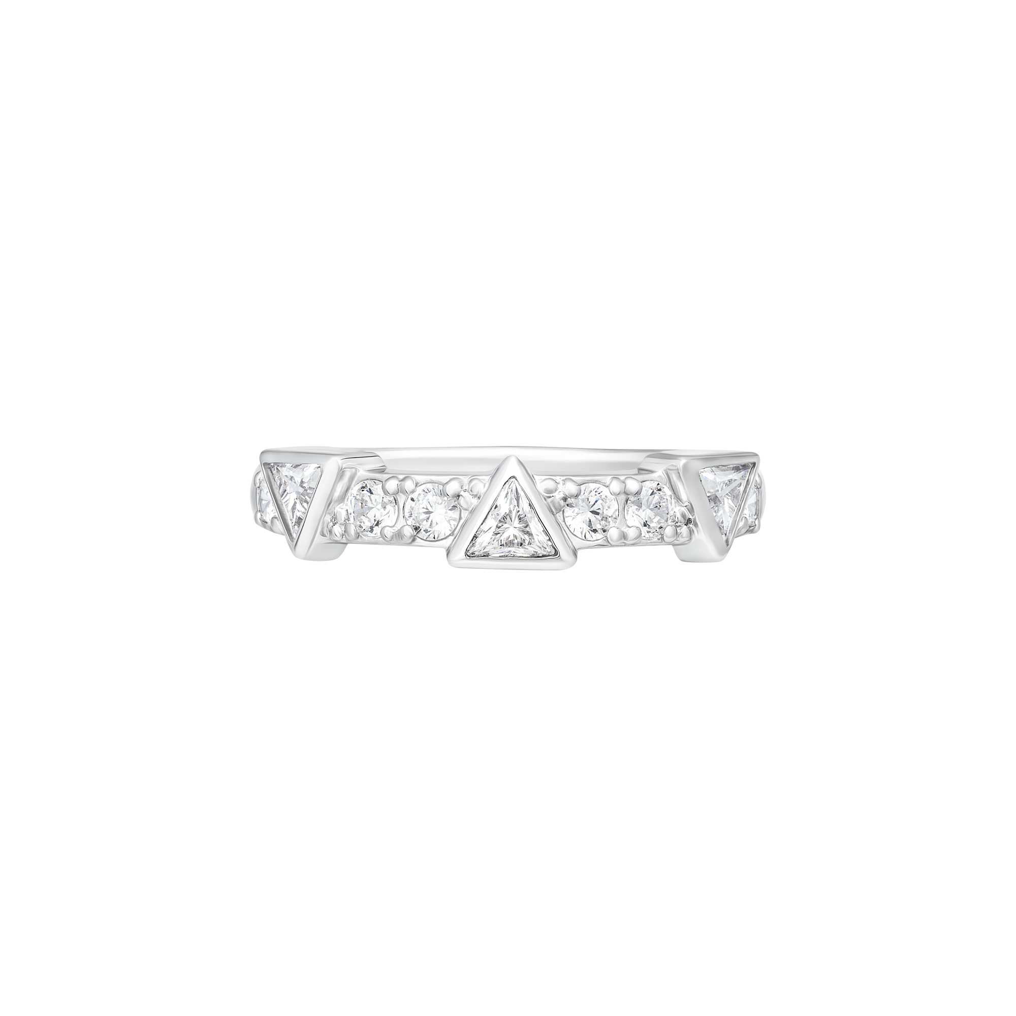 Nhẫn Bạc Hình Học Đính Đá Trillion Orianna – Stellar Prism Ring