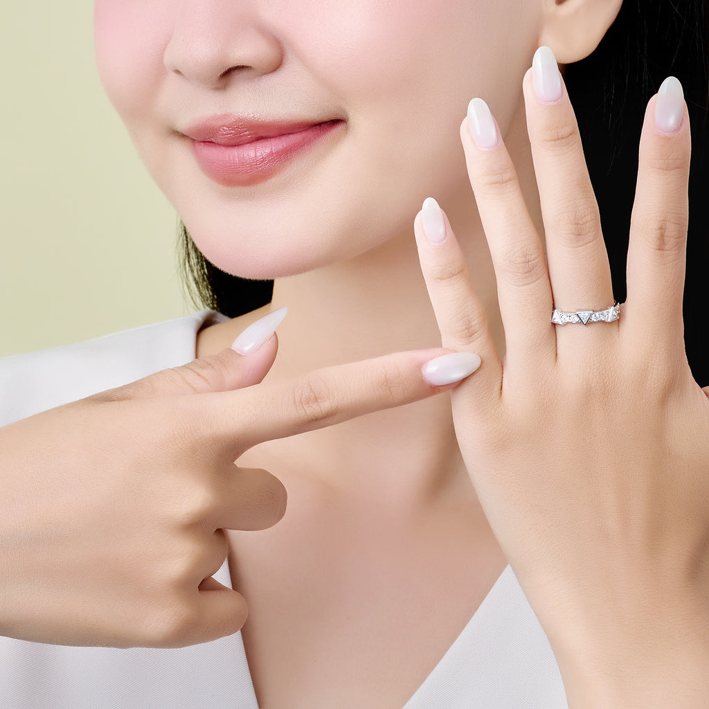 Nhẫn Bạc Hình Học Đính Đá Trillion Orianna – Stellar Prism Ring