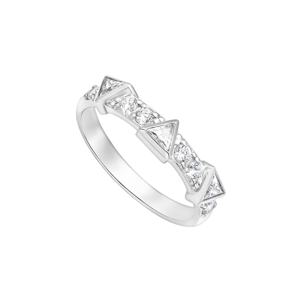 Nhẫn Bạc Hình Học Đính Đá Trillion Orianna – Stellar Prism Ring