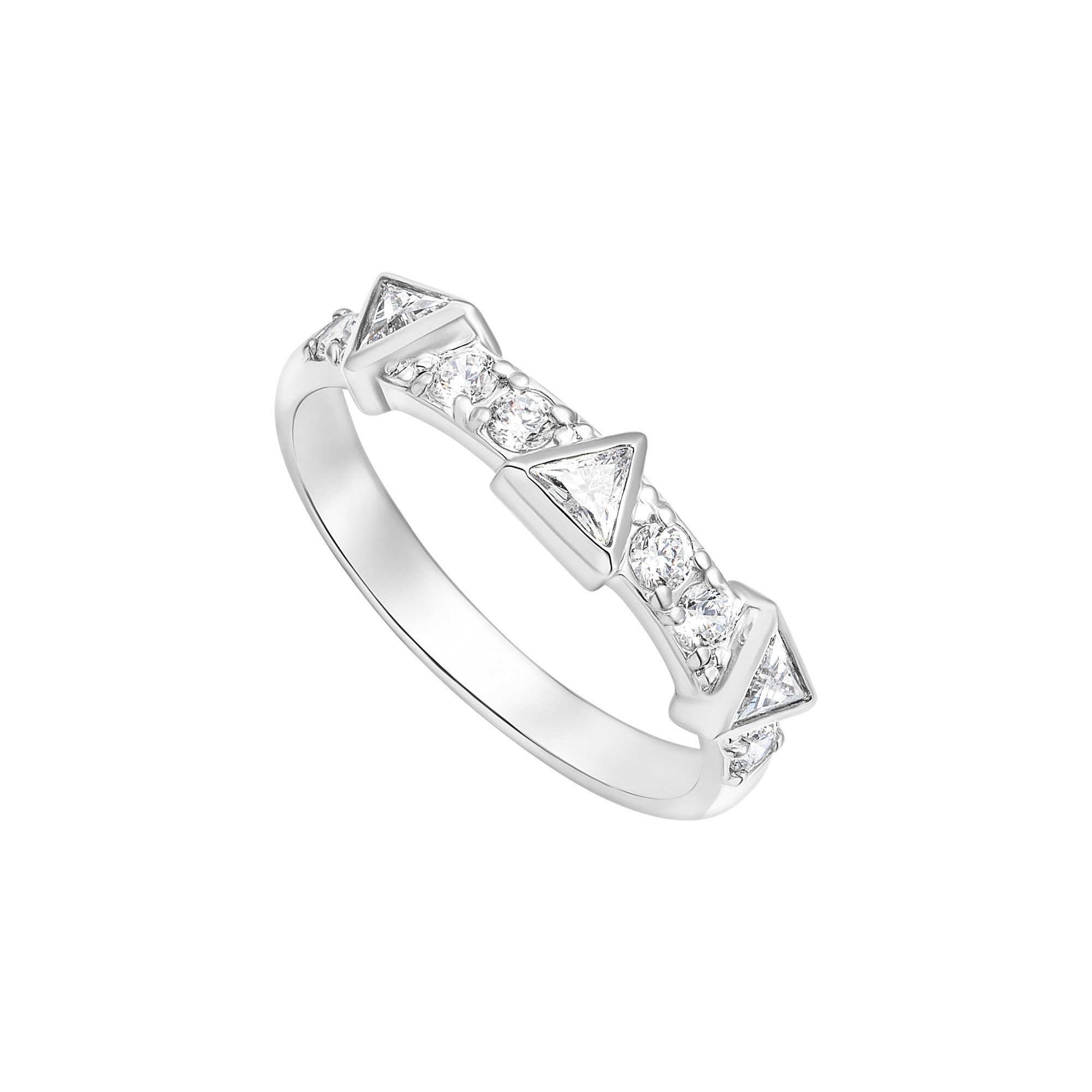 Nhẫn Bạc Hình Học Đính Đá Trillion Orianna – Stellar Prism Ring