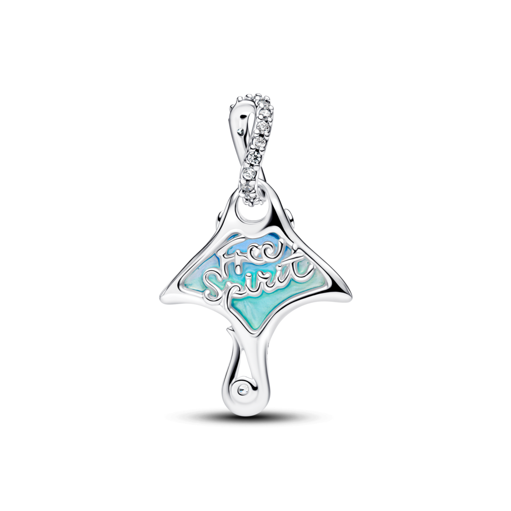 Charm Treo Bạc Cá Đuối Manta Xanh Đại Dương