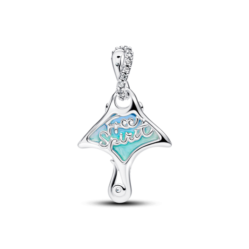 Charm Treo Bạc Cá Đuối Manta Xanh Đại Dương