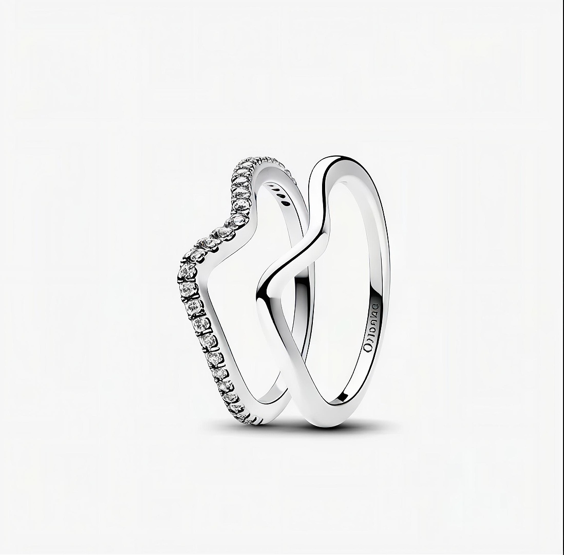 Nhẫn Đôi Orianna Timeless Bạc Gợn Sóng