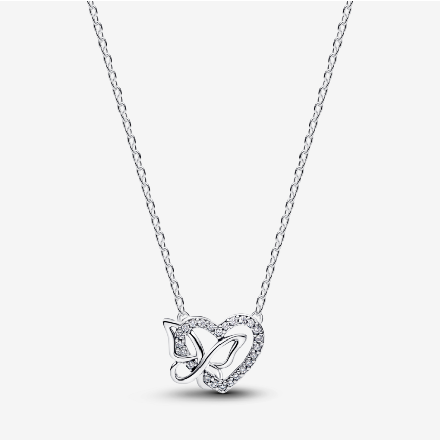 Dây Chuyền Bạc Orianna Trái Tim & Cánh Bướm Gắn Kết