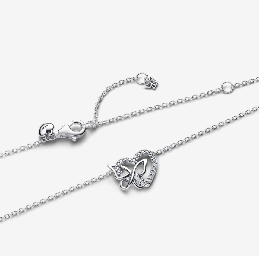 Dây Chuyền Bạc Orianna Trái Tim & Cánh Bướm Gắn Kết