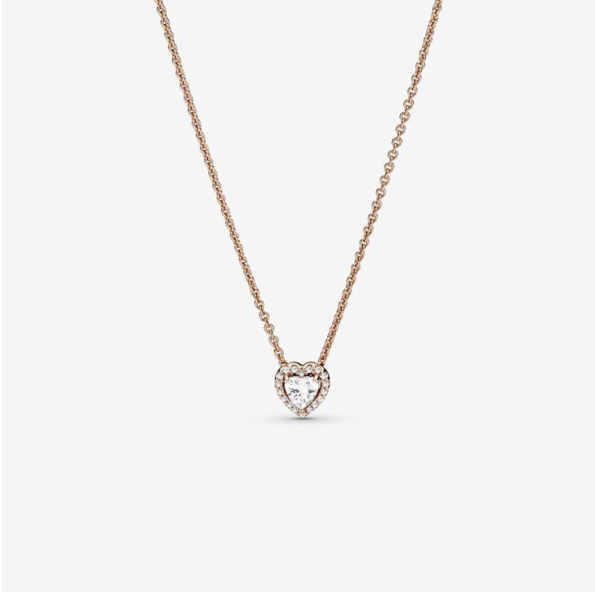 Dây Chuyền Orianna Timeless Mạ Vàng Hồng 14K Mặt Trái Tim Đính Đá