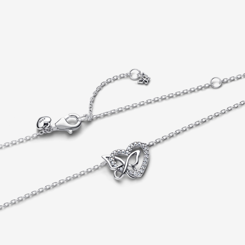 Dây Chuyền Bạc Orianna Trái Tim & Cánh Bướm Gắn Kết