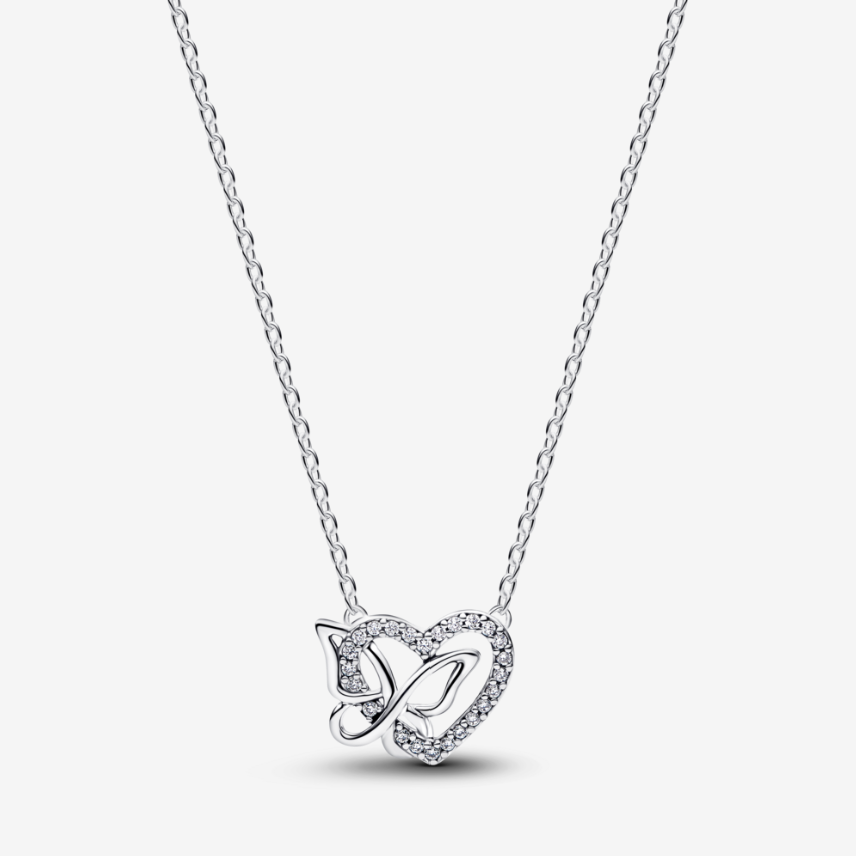 Dây Chuyền Bạc Orianna Trái Tim & Cánh Bướm Gắn Kết