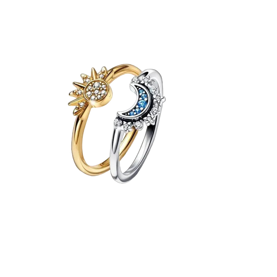 Nhẫn Đôi Orianna Celestial Mặt Trăng Mặt Trời