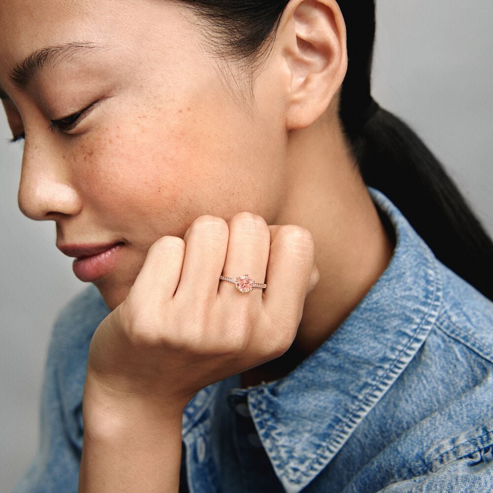 Nhẫn Orianna Moments Mạ Vàng Hồng 14k Vương Miệng Đính Đá Lớn