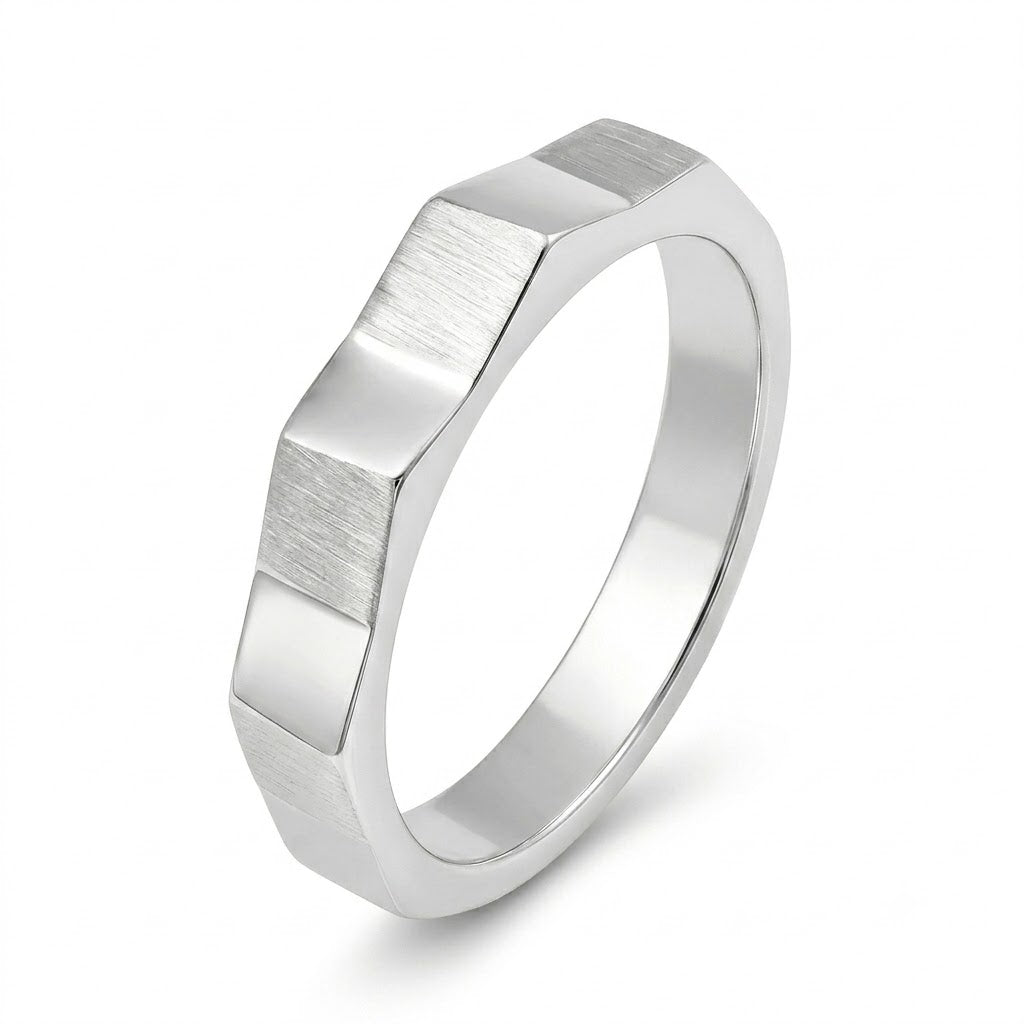 Nhẫn Bạc Góc Cạnh Đa Diện Orianna – Prism Edge Band