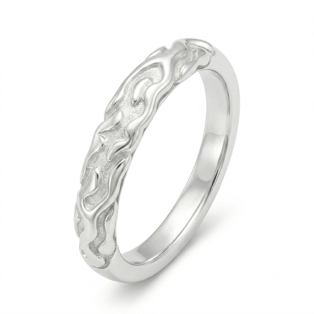 Nhẫn Bạc Điêu Khắc Dòng Chảy Orianna – Liquid Fire Ring