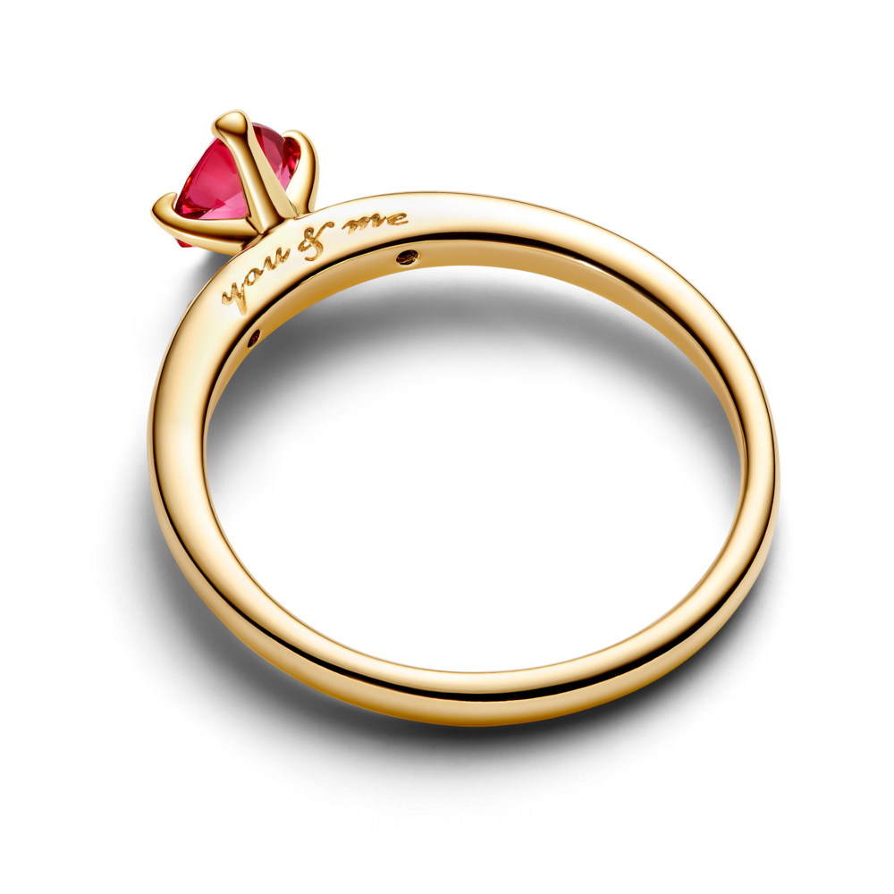 Nhẫn Mạ Vàng 14K Tình Yêu Đính Đá Pha Lê Đỏ "You & Me"
