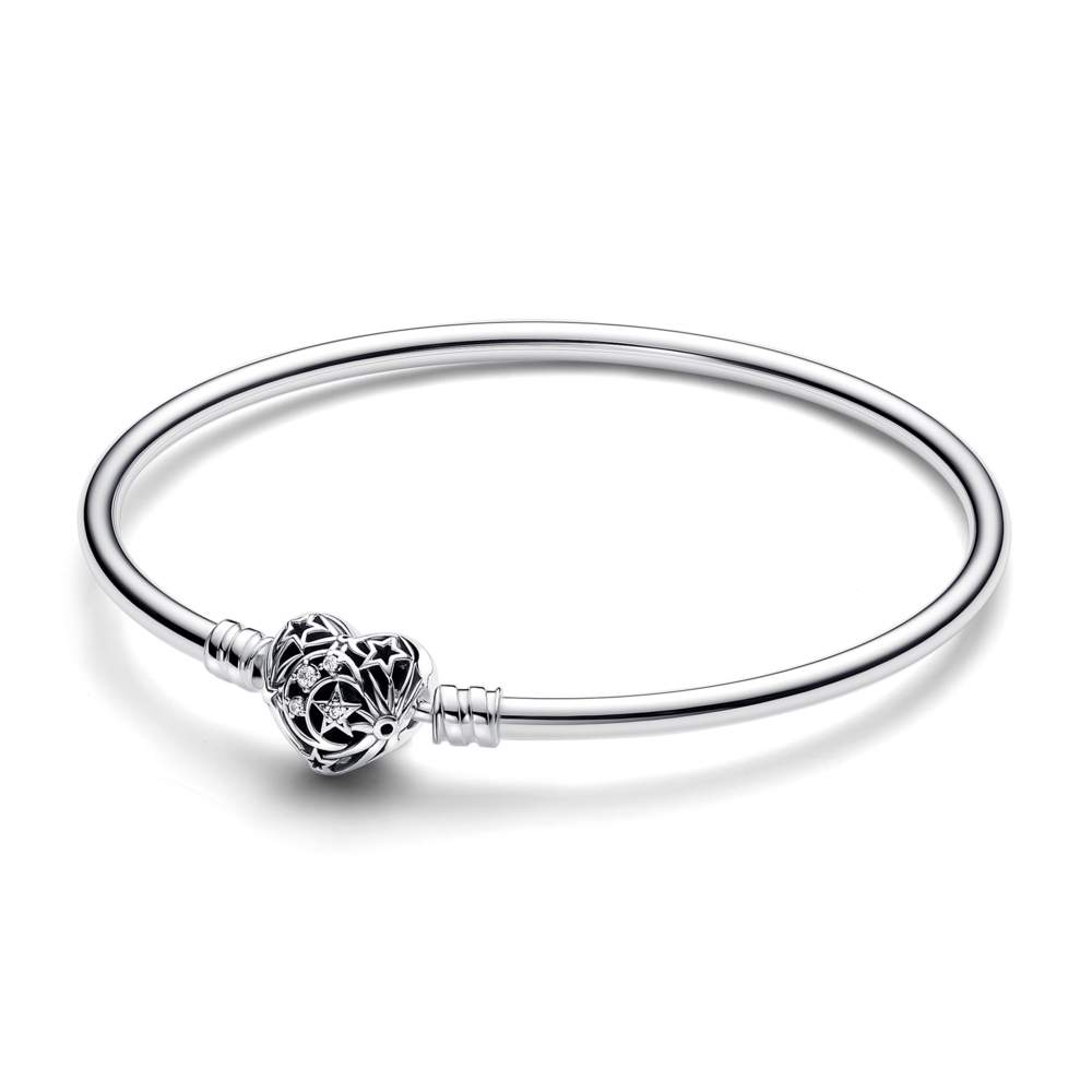 Vòng Kiềng Bạc Pandora Moments Khóa Trái Tim Đính Đá