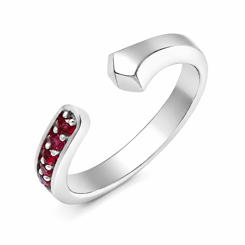 Nhẫn Hở Đa Diện Đính Đá Ruby Orianna – Crimson Touch Ring