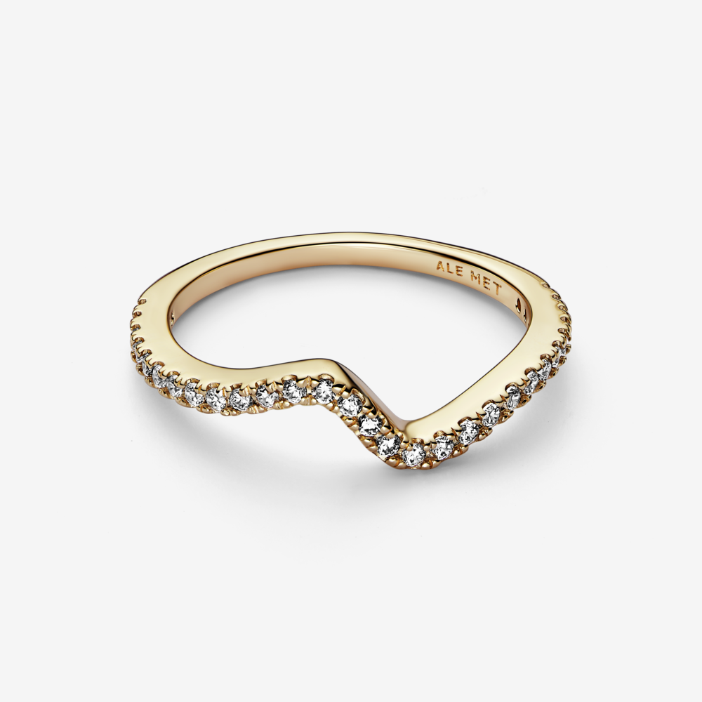 Nhẫn Orianna Timeless Mạ Vàng 14k Gợn Sóng Đính Đá