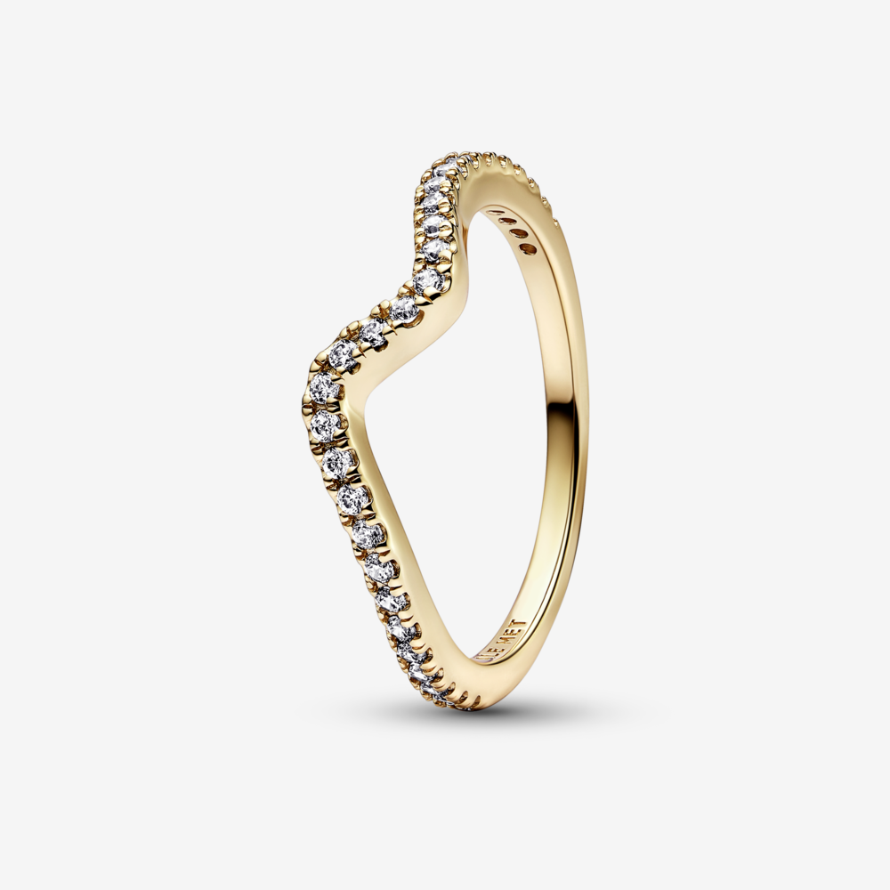 Nhẫn Orianna Timeless Mạ Vàng 14k Gợn Sóng Đính Đá