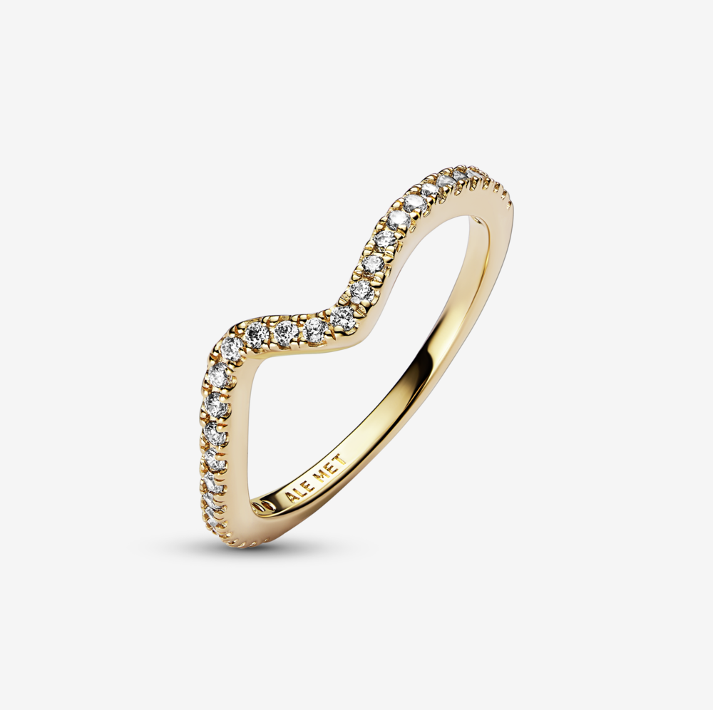Nhẫn Orianna Timeless Mạ Vàng 14k Gợn Sóng Đính Đá