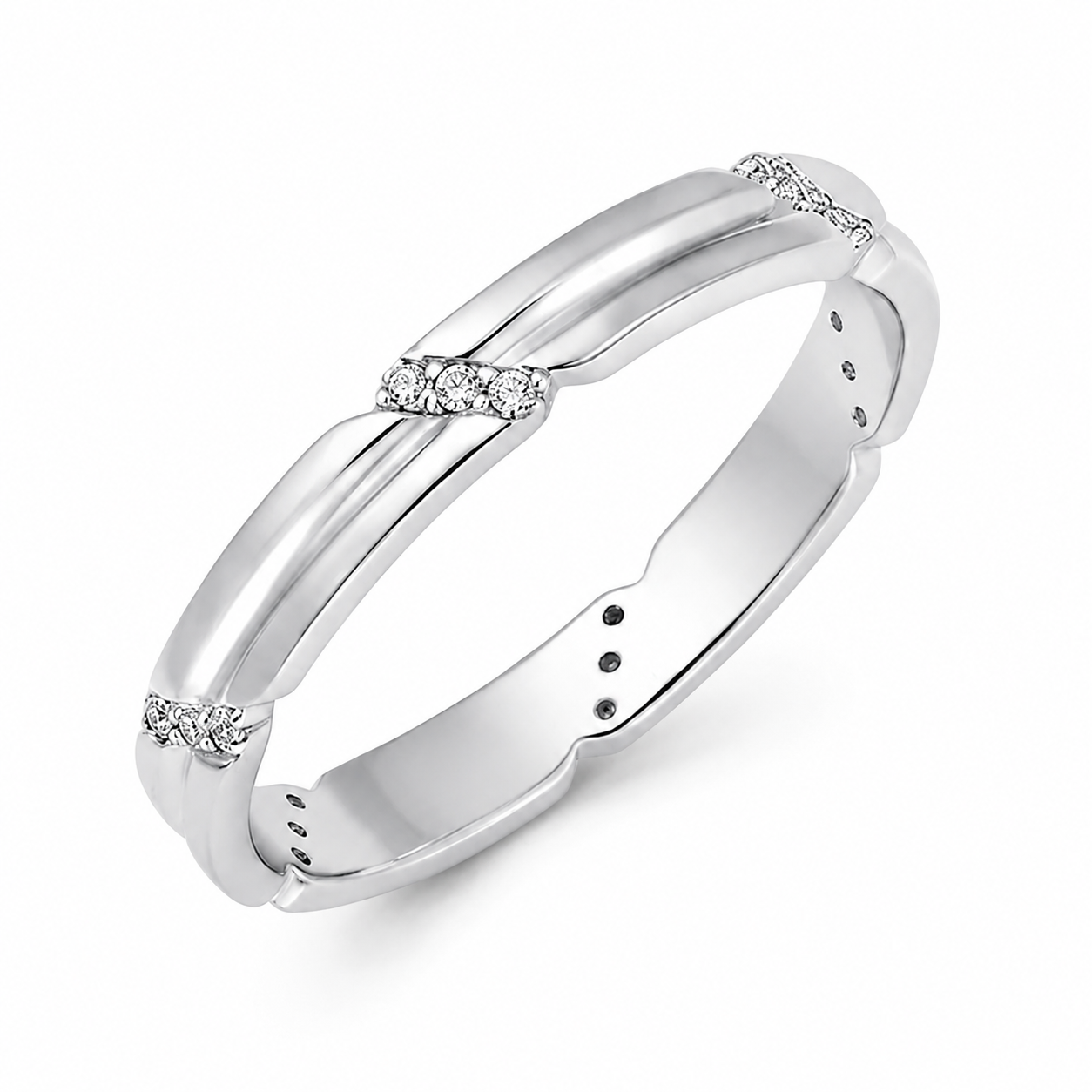 Nhẫn Bạc Lượn Sóng Đính Đá Orianna – Aura Wave Ring